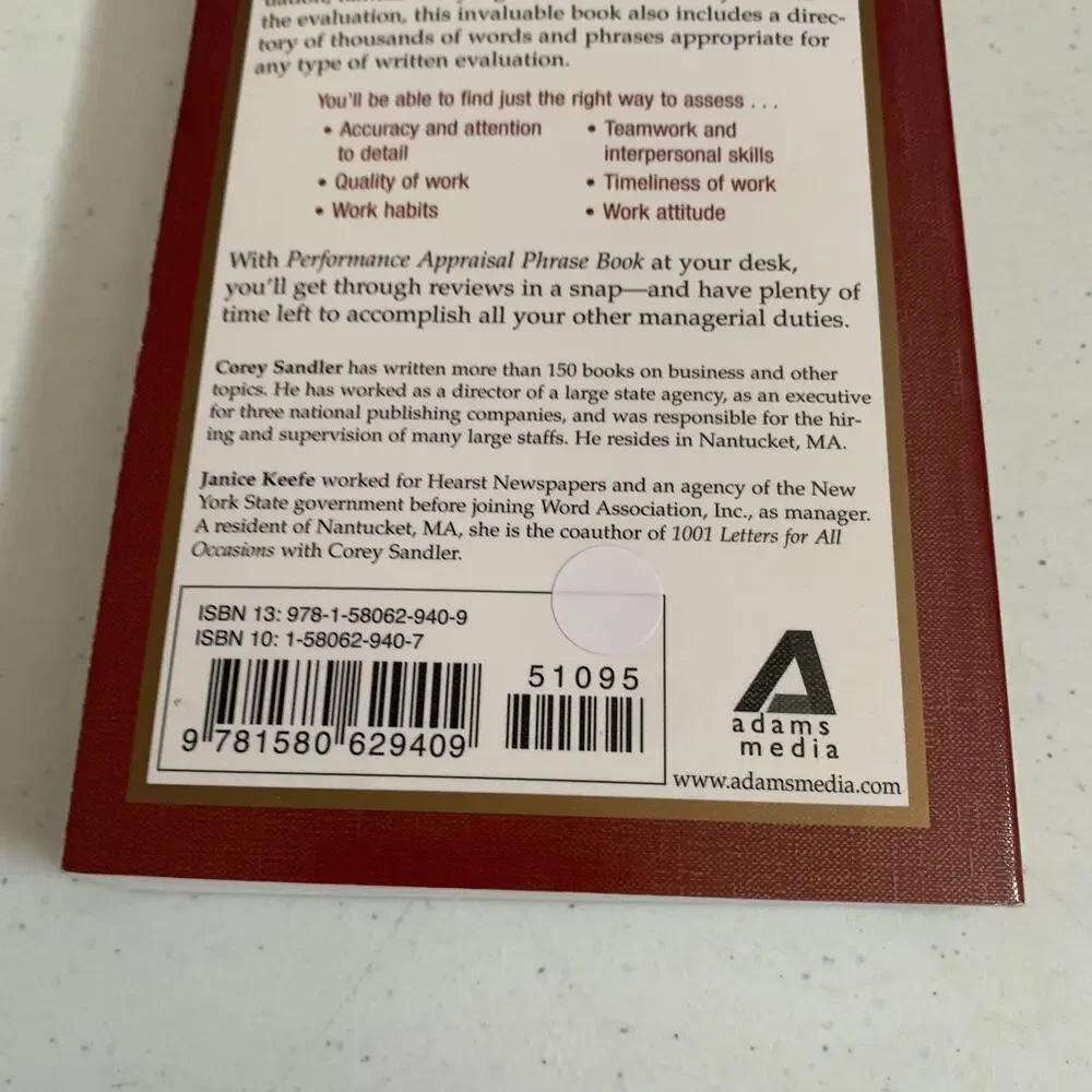 Performance Appraisal Phrase Book: The Best Words Phrases and Techniques
